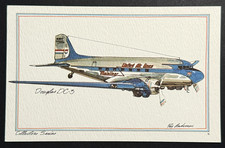 United Airlines Douglas DC-3 Artist Rendering Aircraft Postcard picture