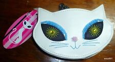 Vintage 2005 NWT French Kitty By Fine White Naugahyde Beaded Cat Coin Purse picture