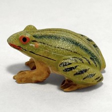Vintage Hand Carved Mexican Onyx Stone Frog Mini Figurine Marble 1.25” picture