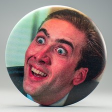 Nicolas Cage Button Pin 2.25