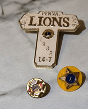 Vintage Lions Club Pin Lot - 1982 Pennsylvania 14-T Cross, Star & Enamel Crest picture