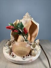 Vintage MCM Kitsch Sea Shell TV Lamp sandy beach, Shell Roses NIGHT LIGHT picture