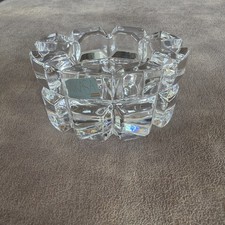Vintage Mikasa  Crystal Votive Candle Holder Geometric Ice Block Original Label picture