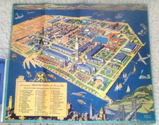 Vintage 1939 Ruth Taylor Illustrated Map Treasure Island San Francisco GGIE picture