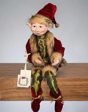 Ridgefield Home Holiday Collection Elf Velvet Fur Gold Satin Shelf Sitter picture