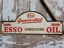 VINTAGE ESSO SIGN CAST IRON GAS PUMP PLATE LUBE OIL SERVICE GASOLINE PLAQUE picture