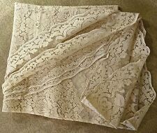 Vintage Oval ivory Tablecloth Rich Victorian Floral Pattern Embroidery  on Net picture