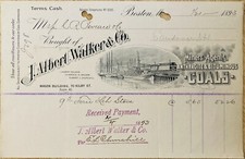1893 BILLHEAD~J. ALBERT WALKER CO. BOSTON. MINERS AGENTS, ANTHRACITE, BITUMINOUS picture