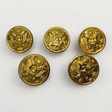 Set of 5 Vintage Waterbury Button Co. US Army Great Seal Eagle Brass Buttons picture