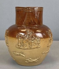 Dated 1884 Edwin S. Smith Figural Relief Stoneware Pitcher | 19th Century picture