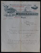 MACON 1887 Invoice Wine Cellar Item Coop Maker Mathès Lady Jeanne Billhead 141 picture