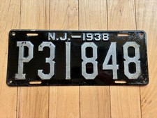 1938 New Jersey License Plate - Gloss Finish (Clear Coat) picture