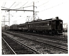 Pennsylvania Railroad PRR MU Train Photo 1966 Metuchen NJ Pennisi 8x10 B&W. picture