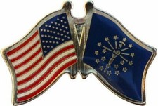 USA American State of Indiana Friendship Flag Bike Motorcycle Hat Cap lapel Pin picture