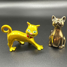 Vintage Signed Lot Honeck Solid Bronze Cat & Stepper Limited Edition Cat  picture