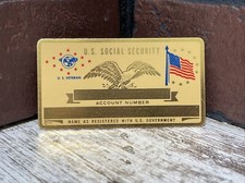 Vintage Metal U.S. Veteran Social Security ID Card Name Plate picture