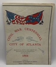 Vintage 1864 Civil War Centennial City Of Atlanta Map 100th Anniversary Campaign picture