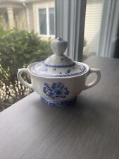 Vintage Arabia Of Finland Blue/White Floral Sugar Bowl With Lid picture