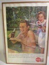 Harvey’s Wallhangers Coca Cola 1960 Spraying with Hose Sign 10” x 7” Made in USA picture
