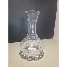 Vintage Cut Crystal Vase Floral Etched Pattern Flared Rim Clear Glass 10” picture