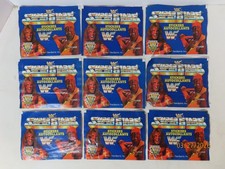 Lot of 9 1991 WWF Superstars album sticker pack with stickers inside pls read picture