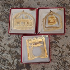 Aladdin Shriners Ornaments 3-Pcs 24K Gold Flashed Columbus Ohio Shrine Center picture