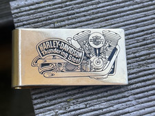 Genuine Vintage Harley Davidson Thundering Steel Money Clip Brass picture