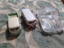 Pair Of Kinsmart '62/ '63  VW Buses & VW Beetle Clear Plastic Pencil/Pen Holder. picture