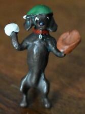 CHARMING SKULLY & SKULLY HAND PAINTED AUSTRIAN BRONZE BASEBALL PLAYER DACHSHUND picture