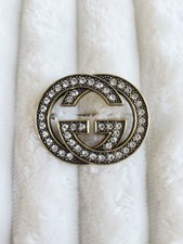Gucci Luxury Style Brooch Pin Gold Tone With Rhinestones picture