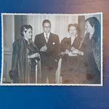VTG 1950s Black & White Photograph on Paper Group of Men & Women at Social Event picture