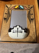 Southwestern Hopi Wall Mirror with Seed Pot Hand Made By Lomahaftewa 2009 picture
