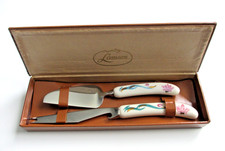 Vintage Lamson Stainless Steel / Porcelain Hostess Serving Set w/ Original Case picture