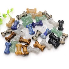 Mini Dog Bone Stone Statue Figurine Natural Crystal Stone Crafts 20pcs picture