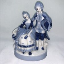 Vintage Porcelain Victorian Courting Couple Bisque Figurine Made In Japan Blue picture