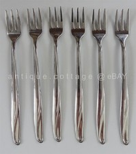 REED & BARTON REBACRAFT flatware SEASCAPE stainless 6 PICKLE COCKTAIL FORKS picture