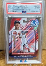 BRADEN MONTGOMERY 2/5 RED 2024 BOWMAN DRAFT IN ACTION RED REFRACTOR PSA 8 🔥 picture
