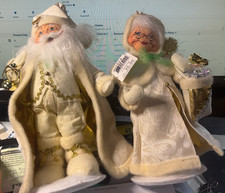 Rare Annalee Elegant Mr and Mrs. Santa With Lantern and Gift Bag 9