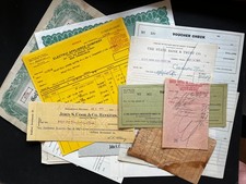 GOLDFIELD NV GHOST TOWN 1900-20s EPHEMERA LOT STOCKS, VOUCHERS,COOK,CHECKS,MINES picture