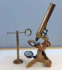 ARNOLD & SONS LONDON ANTIQUE BRASS MONOCULAR BAR-LIMB UNIVERSITY MICROSCOPE 1880 picture
