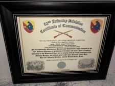 52ND INFANTRY DIVISION / COMMEMORATIVE - CERTIFICATE OF COMMENDATION picture