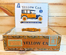 RARE  Vtg Antique 1917 Stamp Yellow Cab Wood Cigar Box *See My Other Listings* picture