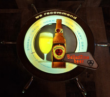 Vintage Ballantine Beer Lighted Ship Wheel Barometer Tested Please Read 20x20x4 picture
