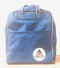 Vintage DELTA AIRLINES Zippered Carry-on bag with side pocket and wood base picture