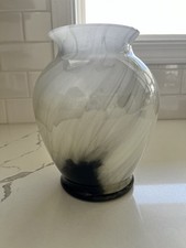 Libby Glass Marbelique Mystique White With Smoky And Black Pattern Vase picture