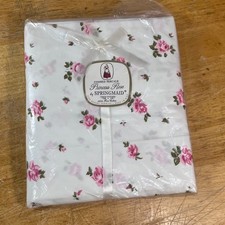 Springmaid Princess Rose Fitted Sheet Twin White Pink Floral Vtg Cotton Percale picture