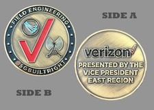 Verizon 5G Tower Red Black Enamel Bronze Challenge Coin  1#31 picture