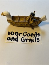 Vintage Young's Native American Canoe Trinket Dish Bald Eagle Figurine Resin 5” picture