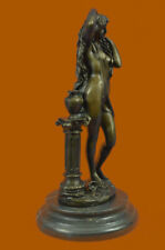 Sign Patoue Bronze Statue Art Nouveau Deco Naked Girl Sculpture Statue Hot Cast picture