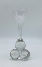 RARE ca.1890’s HARRACH Translucent Etched Glass Vase With Ball Feet picture